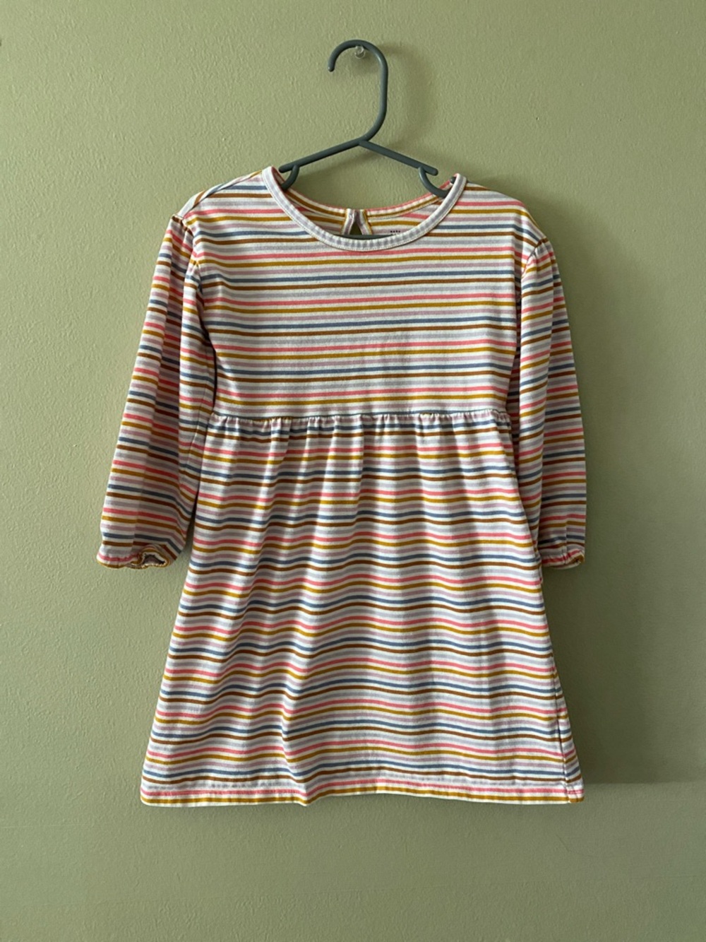 GAP Girls' Striped Long-Sleeve Dress - White, Yellow, Pink, Blue